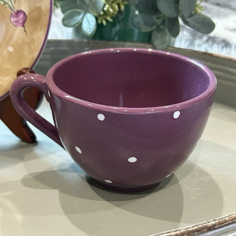 Bois D'Arc Tutti Fruitti by Essex Collection Cup & Saucer Set- Beet Design